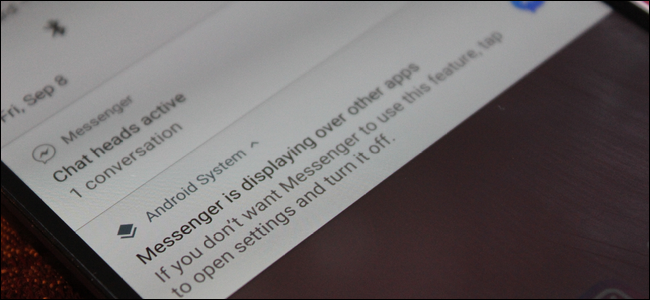 Come disattivare la notifica di visualizzazione su altre app su Android Oreo