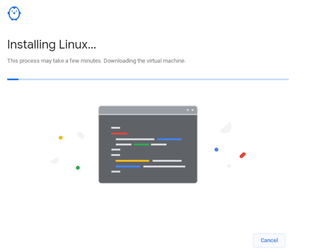 Thanh tiến trình tải xuống Linux trên Chromebook