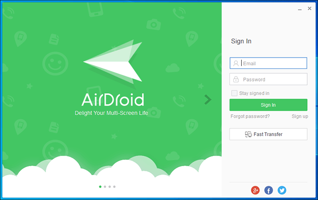 Airdroid para sa PC Login Screen