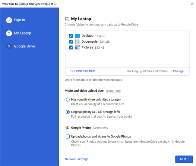 Google Drive Backup PC Pumili ng Folder Screen