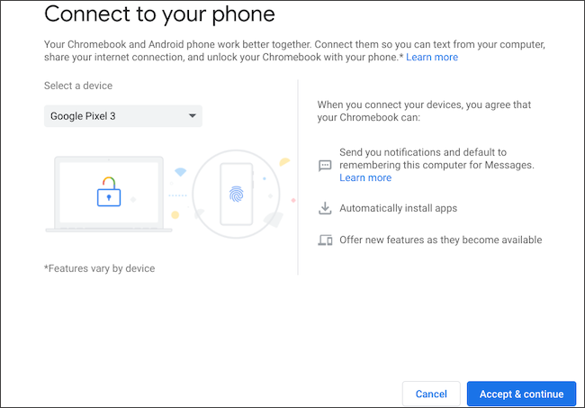 Wählen Sie ein Android-Telefon aus, um eine Verbindung mit dem Chromebook herzustellen