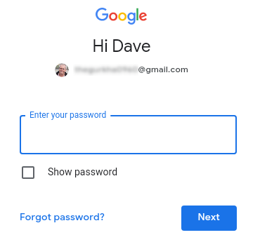 La schermata della password di Google Play