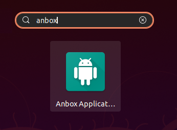 Ricerca di Anbox nella schermata delle attività di GNOME