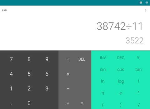 La calcolatrice Android in esecuzione su Linux