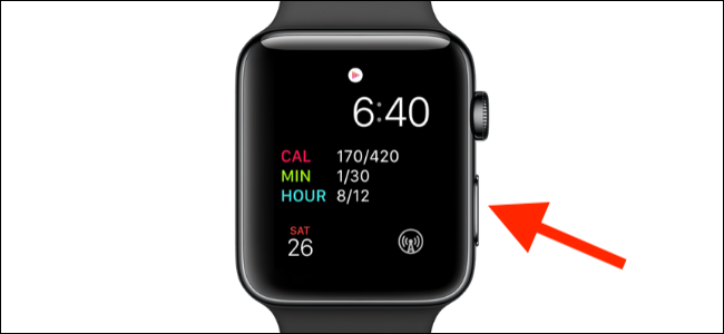botón lateral indicado en Apple Watch