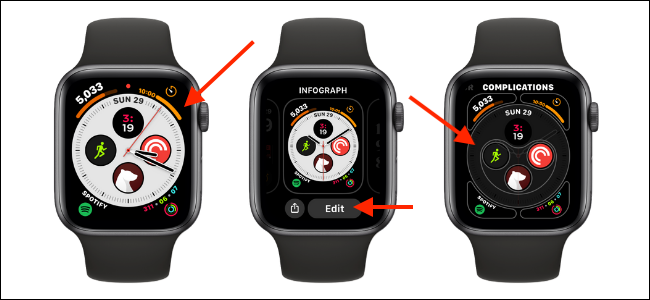 Επεξεργασία όψης ρολογιού και περιπλοκών στο Apple Watch