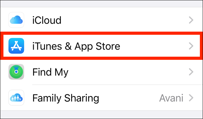 Seleziona iTunes e App Store dalla pagina del tuo account