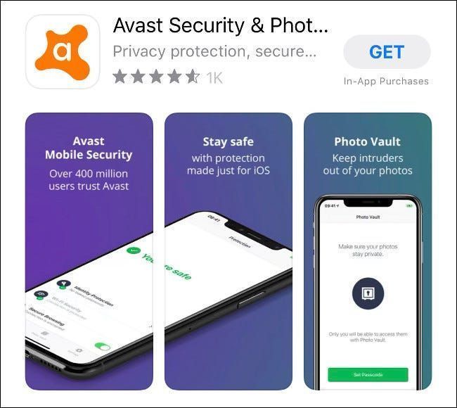 Приложението Avast Mobile Security за iOS в App Store.