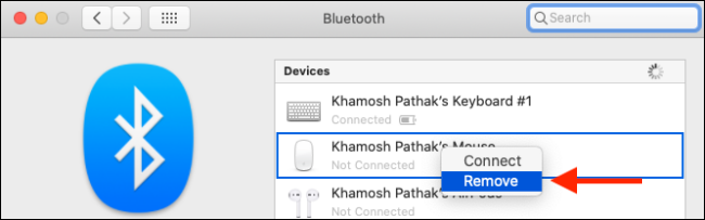 Pašalinkite „Bluetooth“ įrenginį iš „Mac“.
