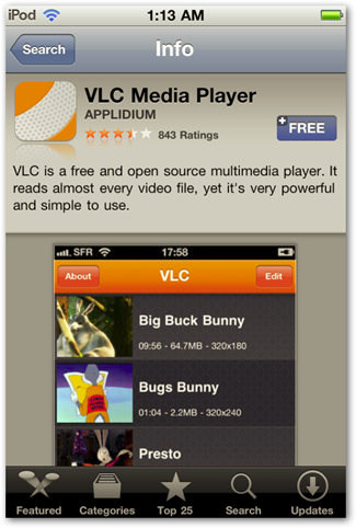 iPod اور iPhone کے لیے VLC کے ساتھ تقریباً کوئی بھی ویڈیو فائل دیکھیں