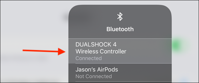 Toccare il controller dal menu Bluetooth per disconnettersi