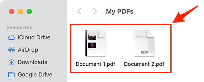 Намерете PDF файлове в Finder.