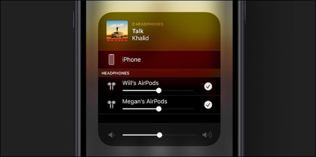 Partajarea audio AirPods în ecranul AirPlay iOS 13