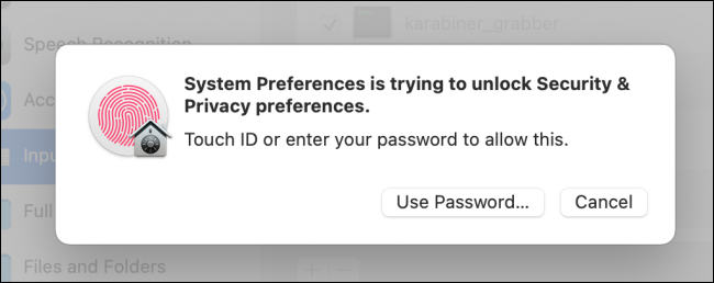 Mac에서 Touch ID 또는 암호를 사용하여 인증하기