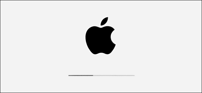 Logo Apple dan bar kemajuan pemasangan dalam iPadOS.