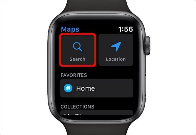 Использование функции поиска в приложении Карты на Apple Watch