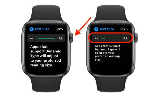 Aumenta le dimensioni del testo su Apple Watch
