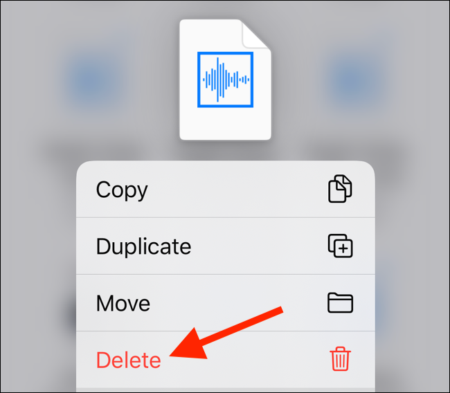 ڈاؤن لوڈ کی گئی فائل کو حذف کرنے کے لیے مینو سے ڈیلیٹ پر ٹیپ کریں۔