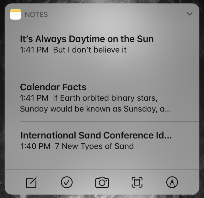 Verwenden des Notizen-Widgets auf dem iPhone