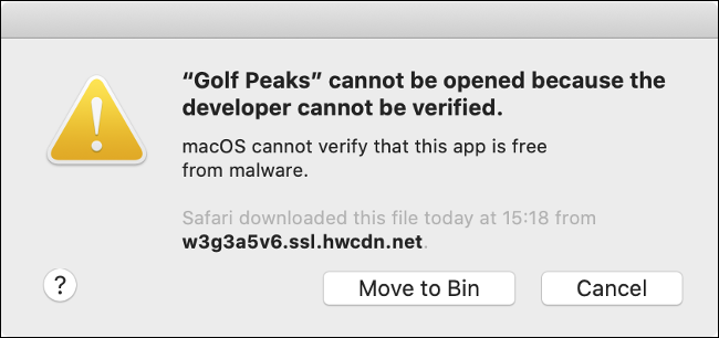 Eine macOS Gatekeeper-Fehlermeldung.