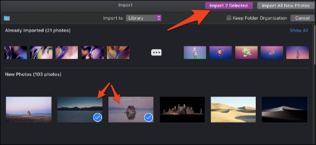„macOS Photos“ programos importavimo ekranas