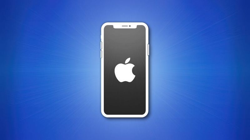 نیلے رنگ کے پس منظر پر سرمئی اسکرین کے ساتھ iPhone کا خاکہ