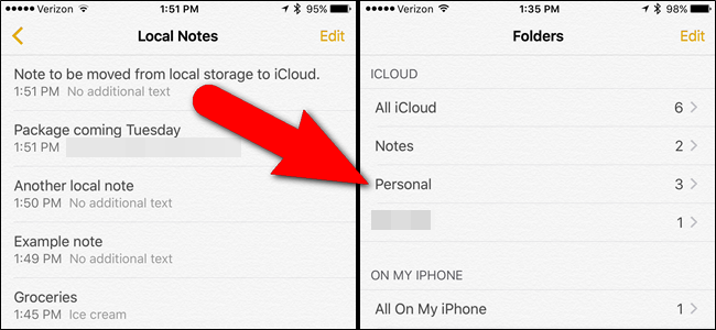 Как да преместя бележки от на моя iPhone в iCloud