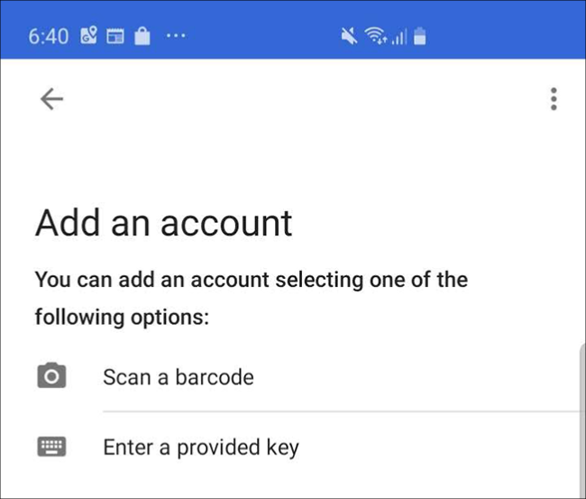Екранът на приложението Google Authenticator на телефон, където докоснете