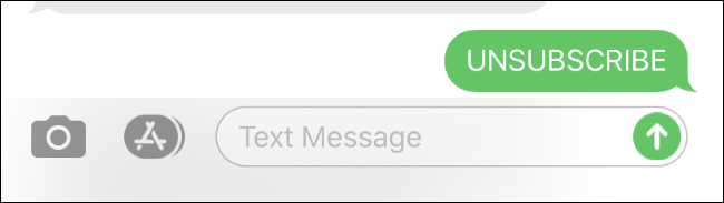 Dezabonarea de la o listă de mesaje text pe un iPhone.