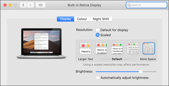 قم بتعيين Display Scaling في macOS