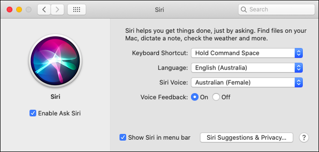 تخصيص تفضيلات Siri في macOS