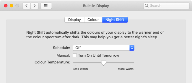 قم بتمكين Night Shift في macOS