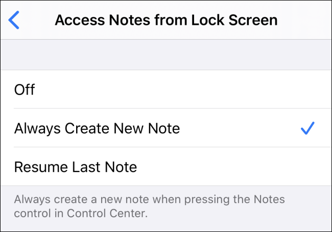الوصول إلى الملاحظات من إعدادات شاشة القفل في iOS