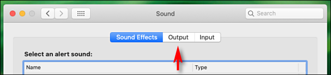 Fai clic sulla scheda Output nelle preferenze Audio su Mac