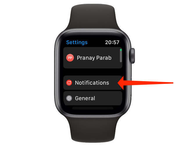 Öffnen Sie in den Apple Watch-Einstellungen