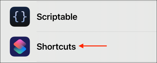Wählen Sie die Shortcuts-App