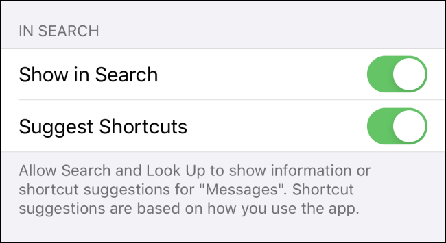 Postavke pretraživanja Spotlight poruka na iPhoneu