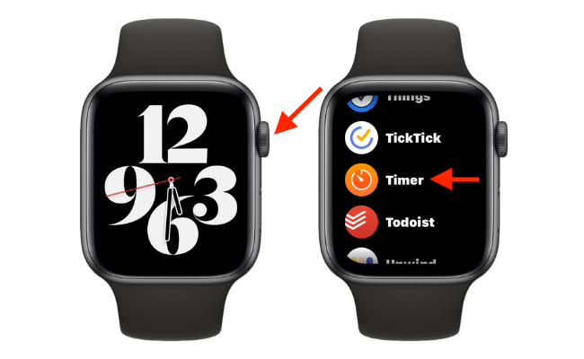 Mở ứng dụng hẹn giờ trên Apple Watch