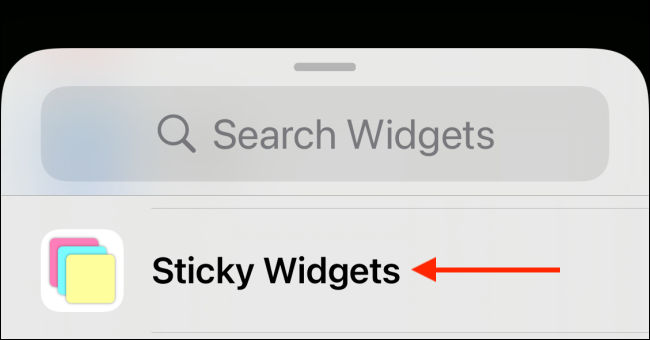 Tippen Sie auf Sticky Widgets aus der Widgets-Liste