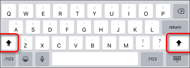 Naka-enable ang Caps Lock sa on-screen na keyboard ng iPad.