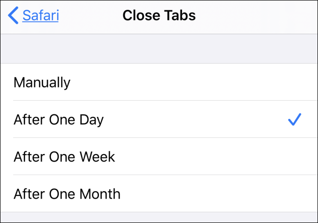 Επιλέξτε Tab Lifespan Option στις Ρυθμίσεις Safari στο iPhone