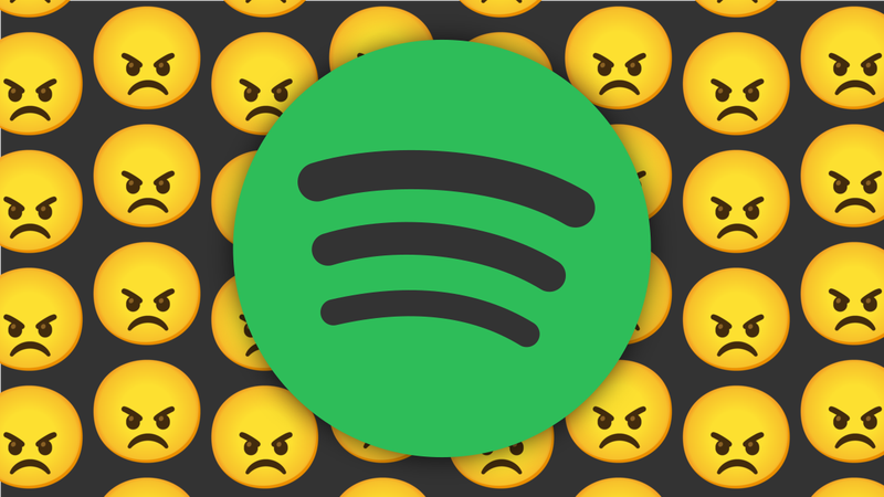 Logo Spotify con facce arrabbiate.