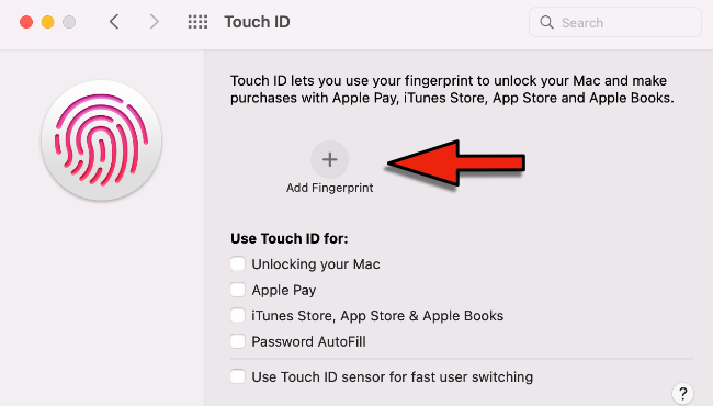 Fügen Sie einen Touch ID-Fingerabdruck auf macOS hinzu