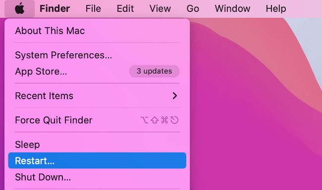 Wählen Sie die Neustartoption in macOS