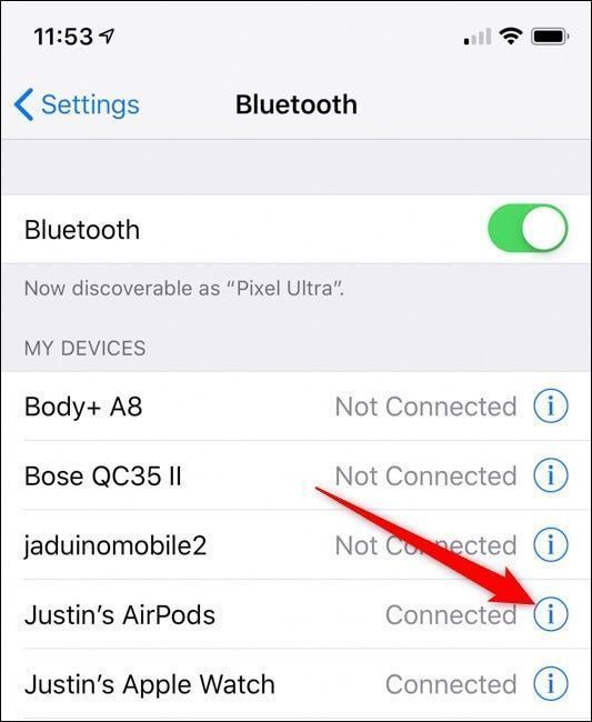 Apple iPhone Bluetooth nustatymai