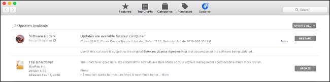 تحديث macOS عبر متجر التطبيقات
