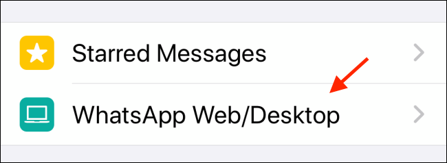 Pilih Web WhatsApp daripada tetapan pada iPhone