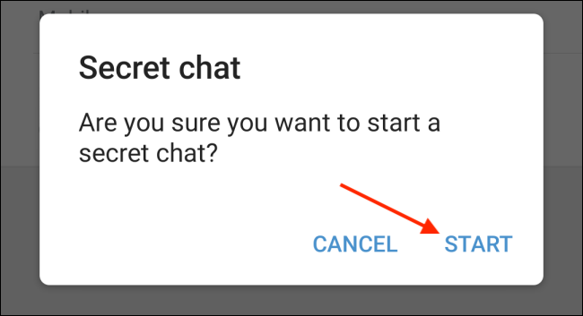 Tippen Sie auf Start, um den geheimen Chat in Telegram für Android zu starten