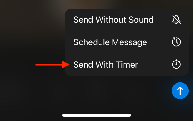 Tippen Sie in Telegram für iPhone auf Mit Timer senden