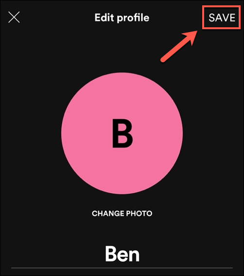 Pašalinę „Spotify“ profilio nuotrauką, bakstelėkite